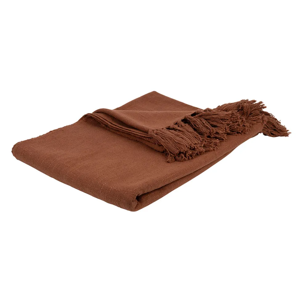 Plaid en coton terracotta 170x130cm - Allegra