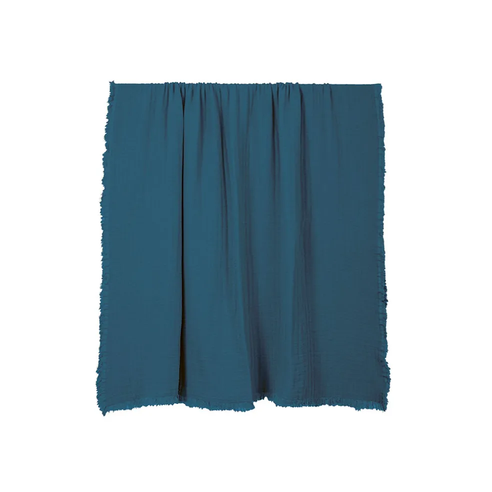 Plaid en coton turquin 180x130cm - Vanly