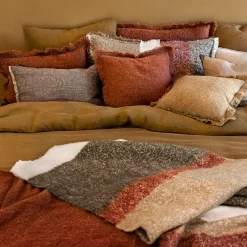 Plaid en laine kaki 130x200cm - Calypso