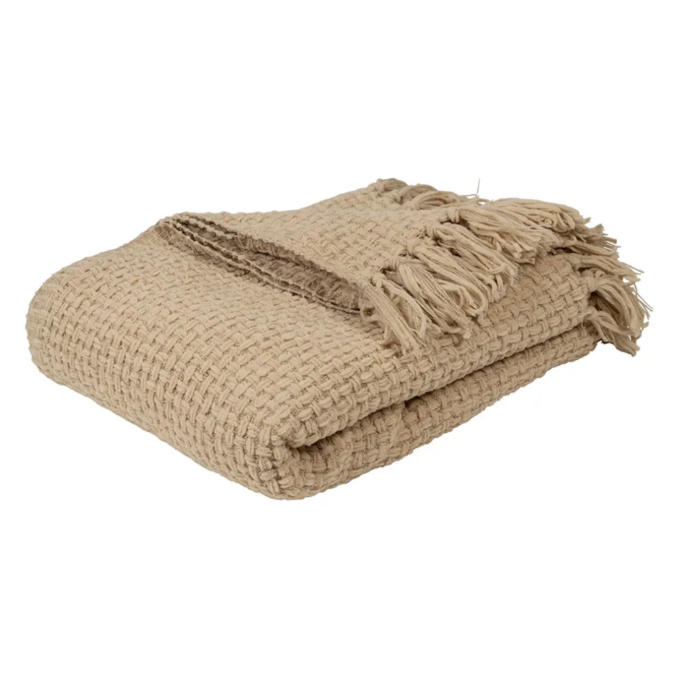 Plaid en tissu beige 130x170cm - Klosen