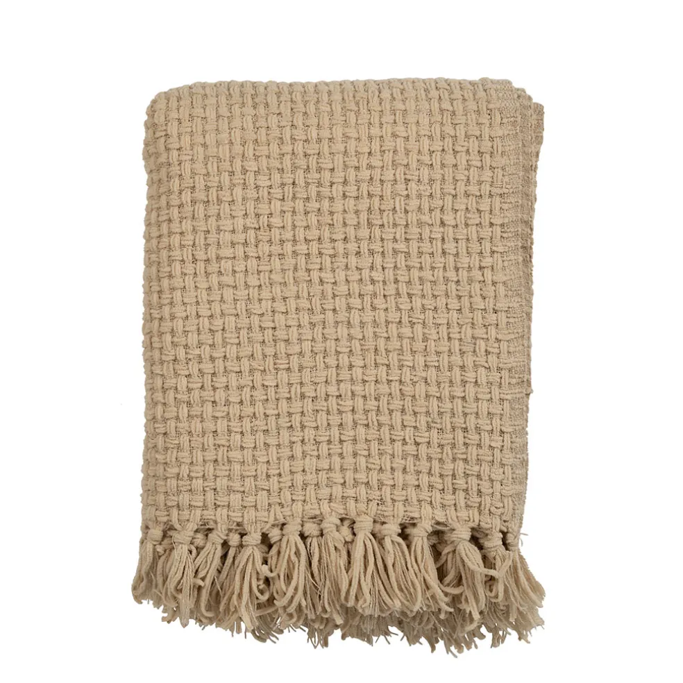 Plaid en tissu beige 130x170cm - Klosen