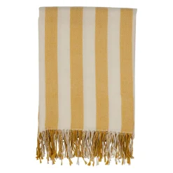 Plaid en tissu rayé jaune et écru 170x130cm - Medi