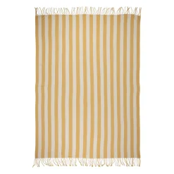 Plaid en tissu rayé jaune et écru 170x130cm - Medi