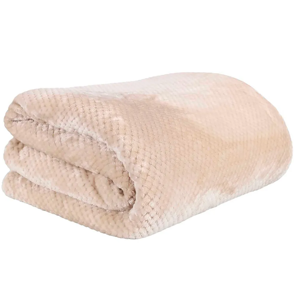 Plaid nid abeille en sherpa beige xxl 180x220cm