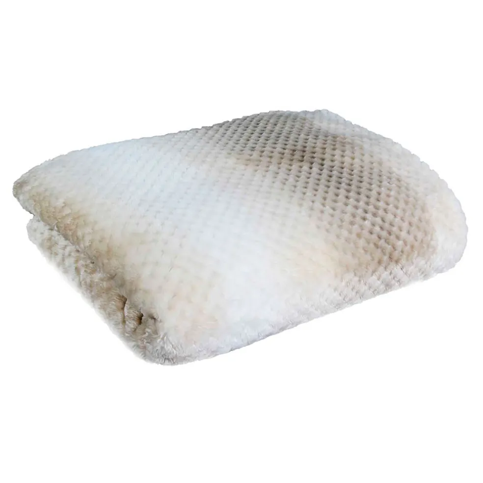 Plaid nid d'abeille tie and dye beige XXL 150x120cm