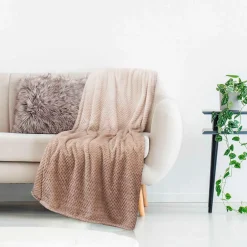 Plaid nid d'abeille tie and dye beige XXL 150x120cm