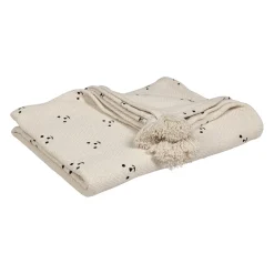 Plaid ours en coton ecru et beige 170x130cm - Songes