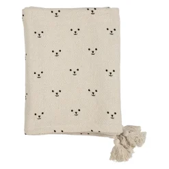 Plaid ours en coton ecru et beige 170x130cm - Songes