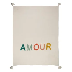 Plaid tufté amour en coton multicolore 170x130cm - Famille