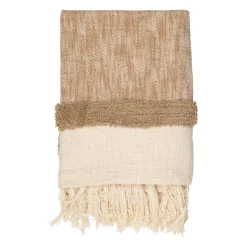 Plaid tufté en coton beige et écru 170x130cm - Klosen