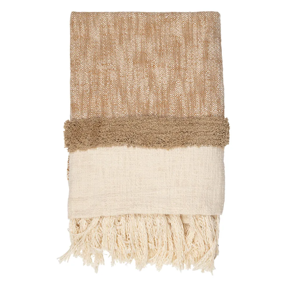 Plaid tufté en coton beige et écru 170x130cm - Klosen