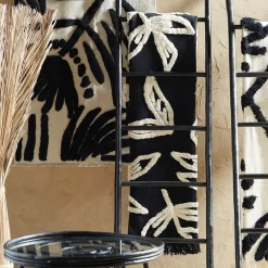 Plaid Tufté en coton Noir et blanc 170X130cm - Solor