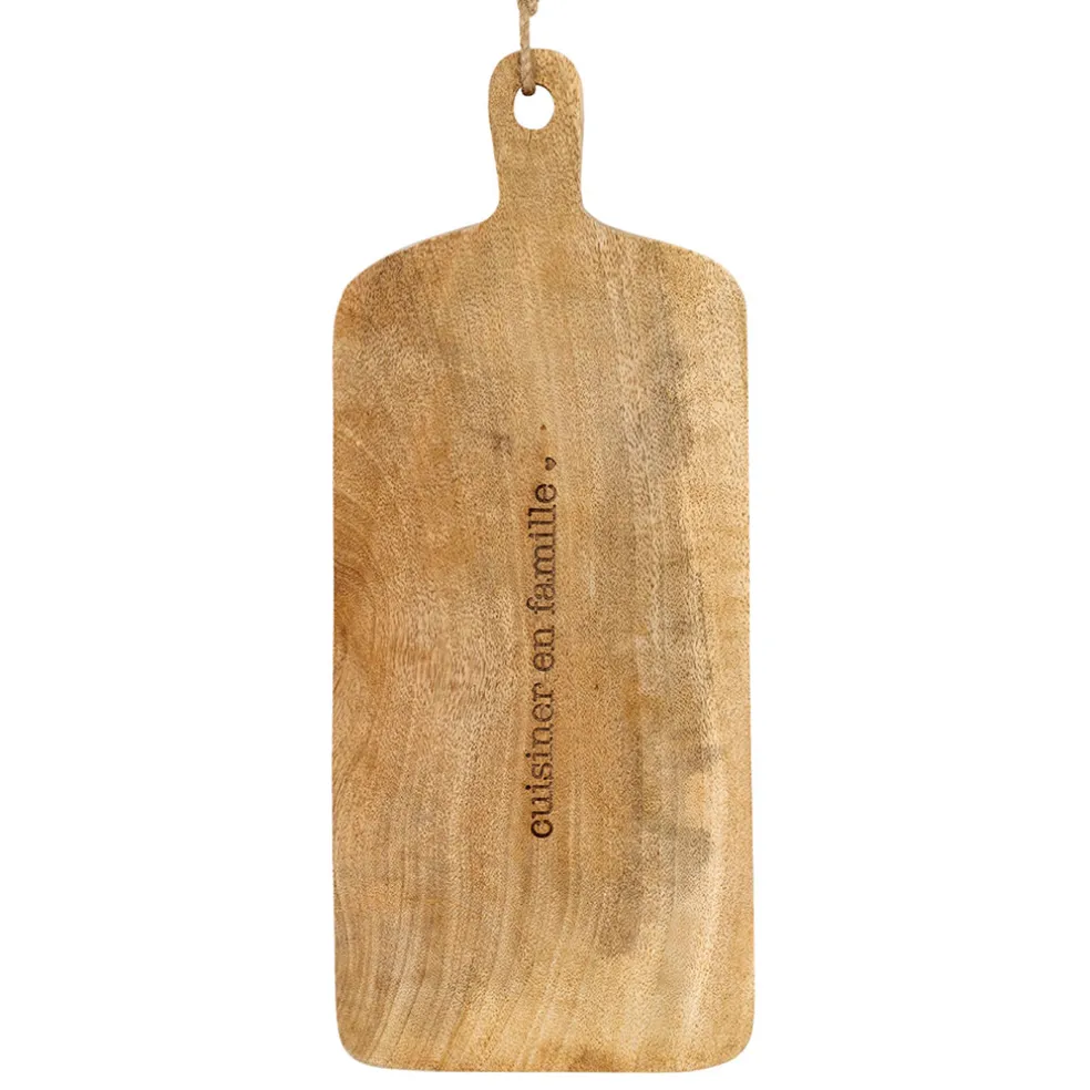 Planche à découper en manguier naturel 16x39cm - Famille