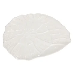 Plat coquillage blanc 53x34.5cm en faience - poisson