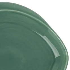 Plat rond creux vert d'eau 23.5x22cm en faience - poisson