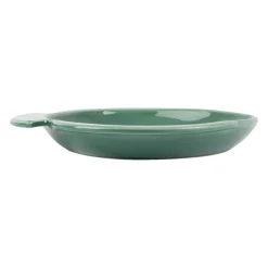 Plat rond creux vert d'eau 23.5x22cm en faience - poisson