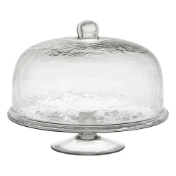 Plat sur pied avec cloche d30xh25cm en verre - gaia