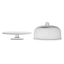 Plat sur pied avec cloche d30xh25cm en verre - gaia
