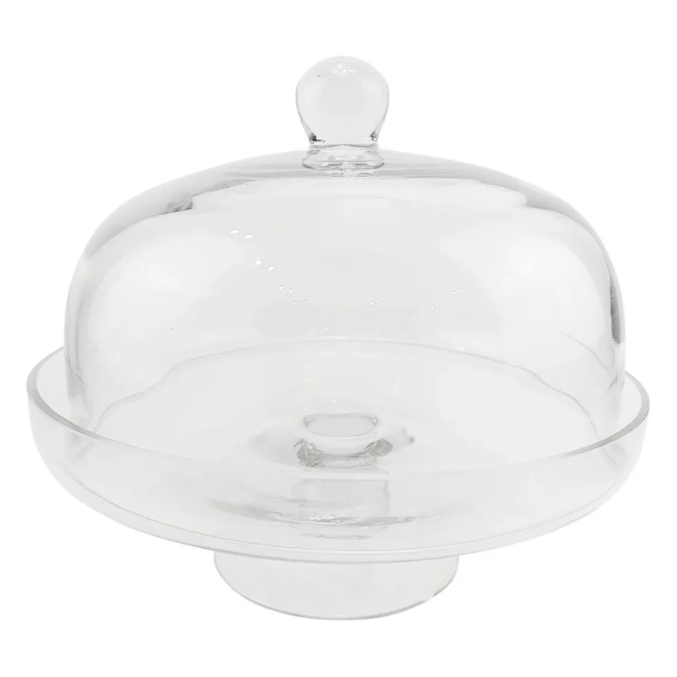 Plat sur pied en verre avec cloche d30cm - Alphe