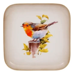 Plateau carré en fer 16x16cm - Rouge-Gorge