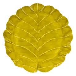 Plateau chou en fer jaune anis d40cm