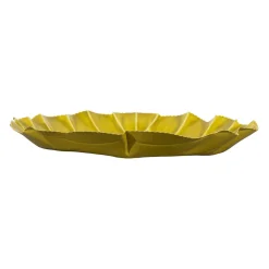 Plateau chou en fer jaune anis d40cm