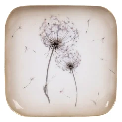 Plateau dent de lion en fer mauve 16x16cm - Botanique