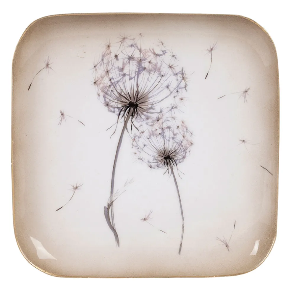 Plateau dent de lion en fer mauve 16x16cm - Botanique