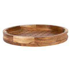 Plateau en acacia naturel 33x33xh4.5cm - Famille