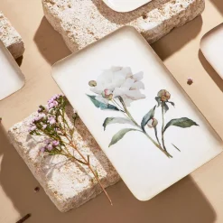 Plateau en fer blanc et doré 15x25.5cm - Pivoine