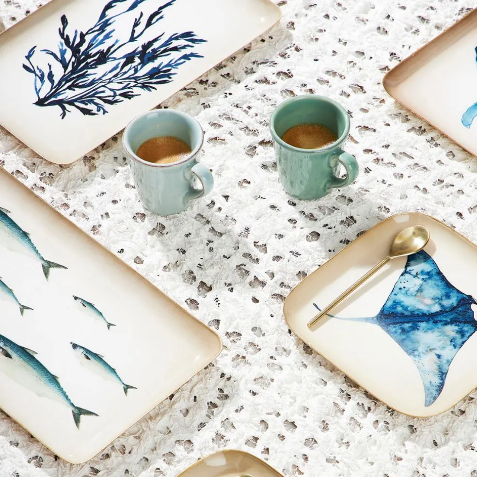 Plateau en fer bleu marine 15x25.5cm - Estran