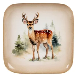 Plateau en fer multicolore cerf - Noel