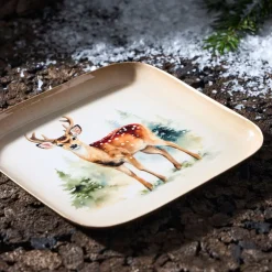 Plateau en fer multicolore cerf - Noel
