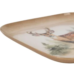 Plateau en fer multicolore cerf - Noel