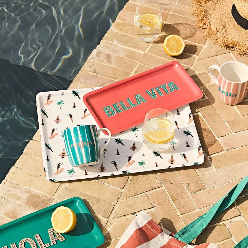 Plateau en fer orange 15x30cm - Palma