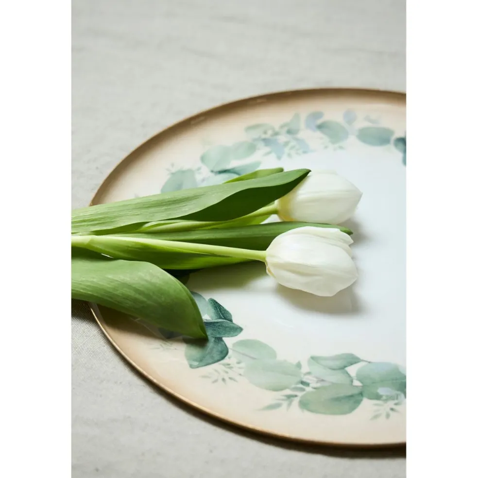 Plateau en fer rond eucalyptus d35cm