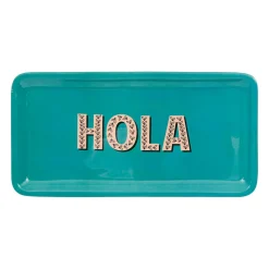 Plateau en fer turquoise 15x30cm - Palma