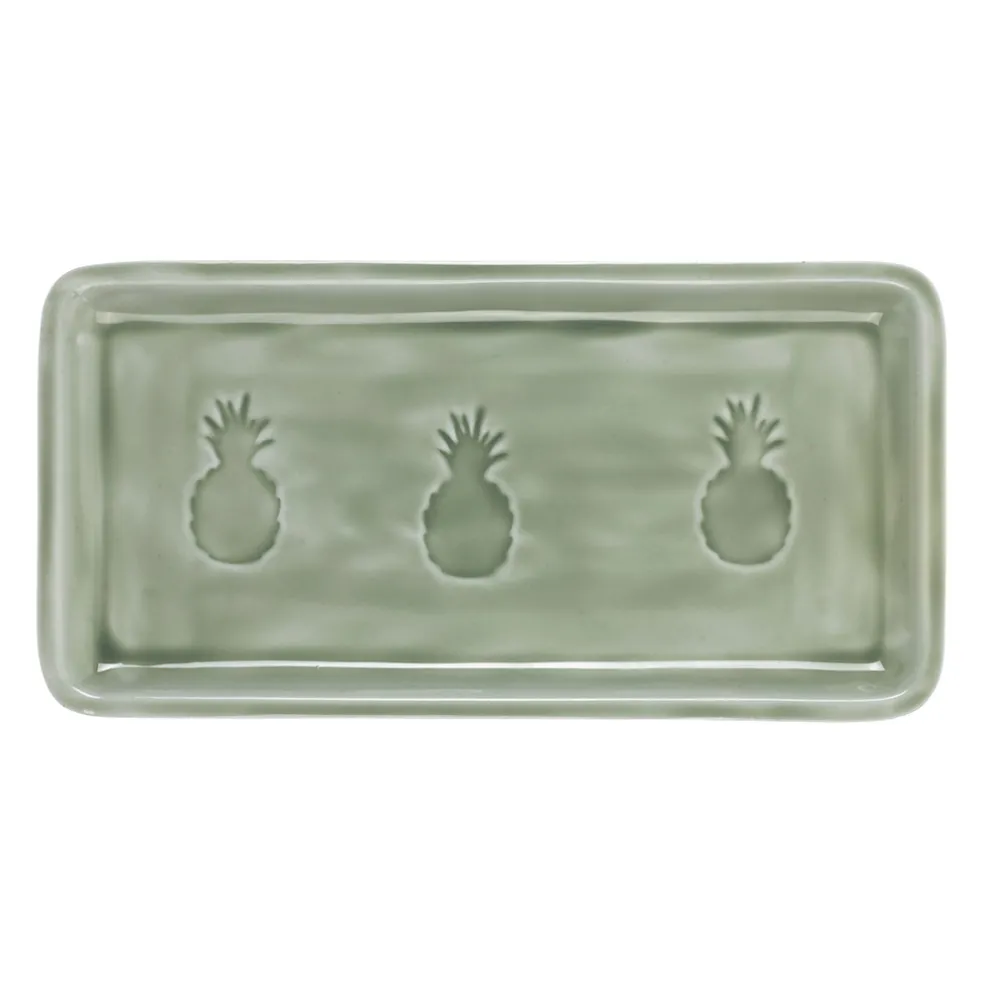 Plateau en fer vert 30x15cm - Allegra