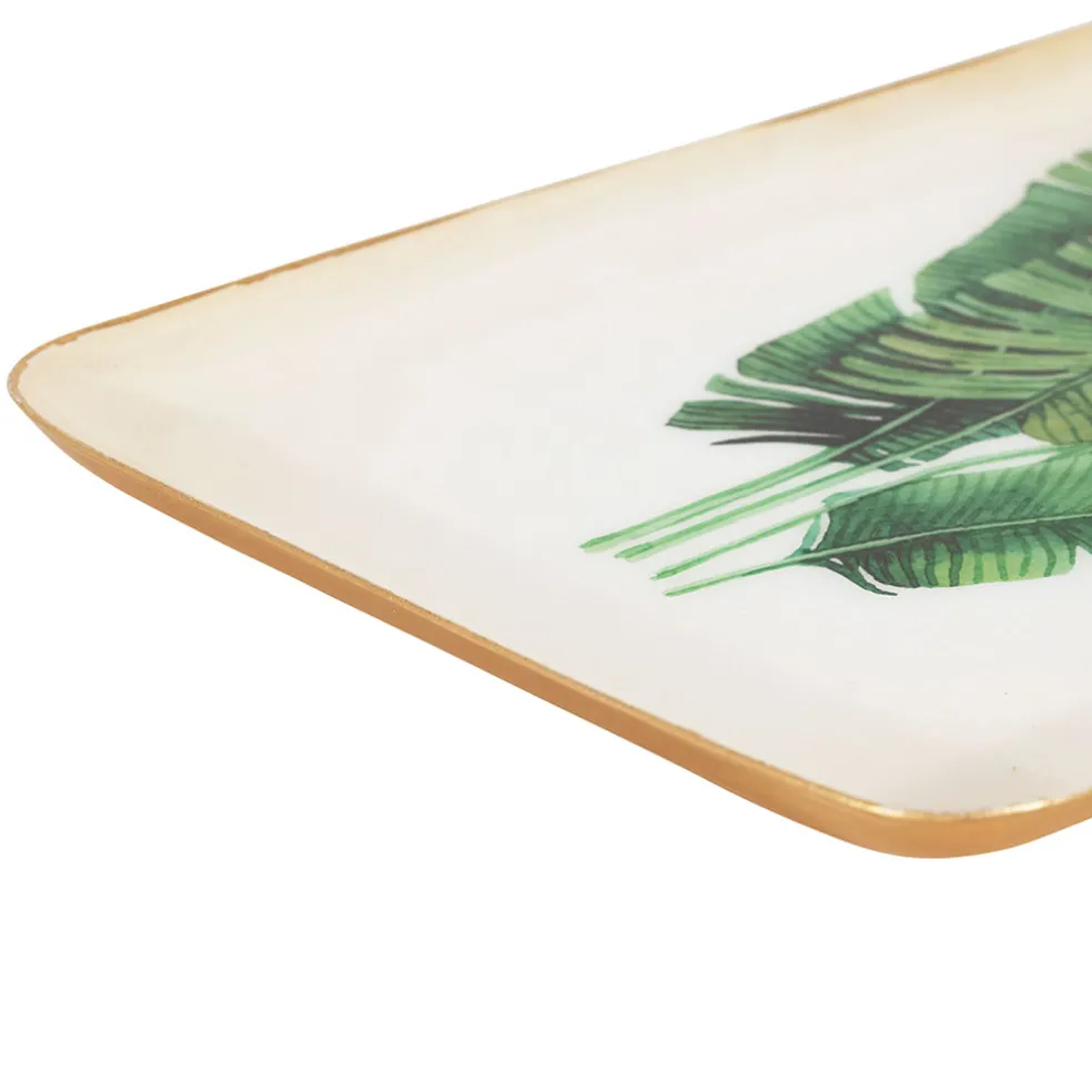 Plateau en fer vert 15x25cm - Bananier