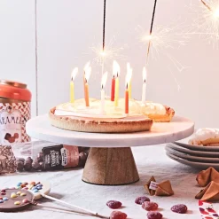 Plateau en marbre blanc et manguier 30x30xh10cm - Organic