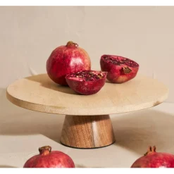 Plateau en marbre et manguier beige 30x30xh10cm - Organic