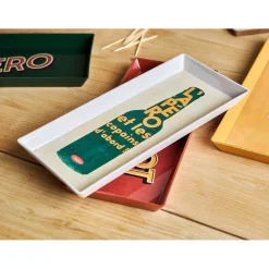 Plateau en tissu synthétique beige et vert 26x11cm - Copains D'Abord