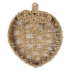 Plateau fraise en jonc de mer naturel et blanc 28x32cm - Les Fruits