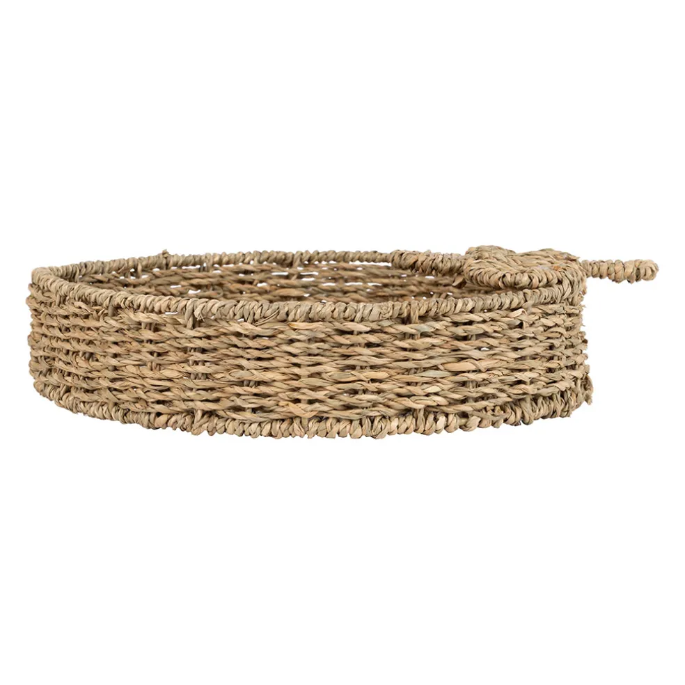 Plateau fraise en jonc de mer naturel et blanc 28x32cm - Les Fruits