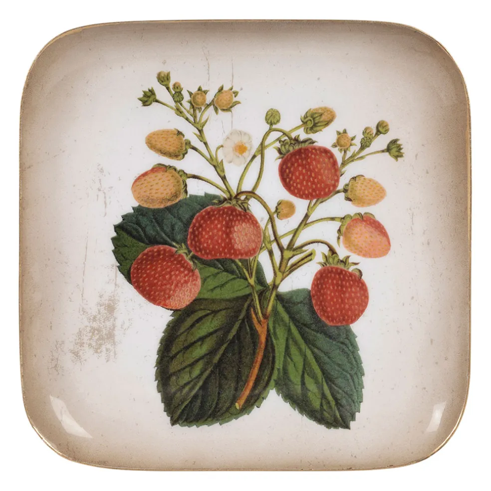 Plateau fraisier en fer multicolore 16x16cm - Botanique