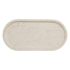 Plateau ovale en ciment écru moucheté 25x12cm - Organic