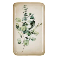 Plateau rectangulaire vert et doré 15x25.5cm en fer - eucalyptus classic