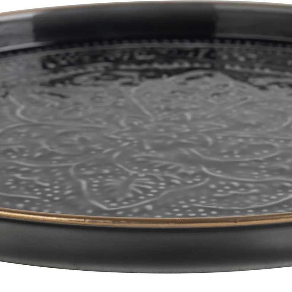 Plateau rond en fer anthracite d36cm - Arabise