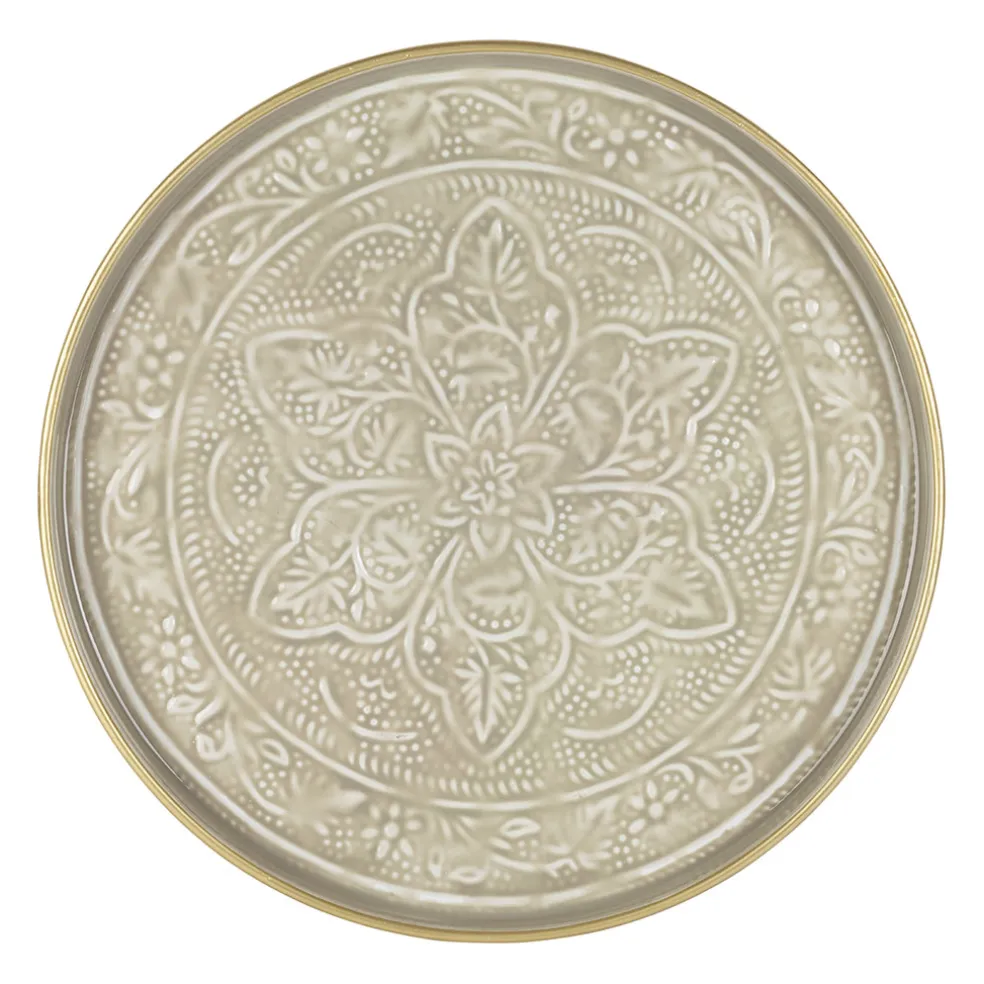 Plateau rond en fer grège d36cm - Arabise