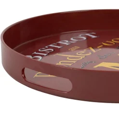 Plateau rond rouge et jaune d33cm - Bistrot Des Amis